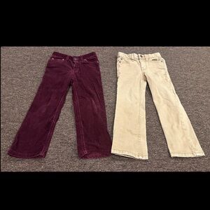 Bundle 2 Girls Pants Sz 4 Carter's Burgundy cat & Jack stretch straight 4 Pants